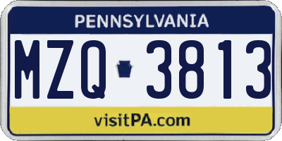 PA license plate MZQ3813