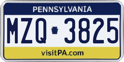 PA license plate MZQ3825