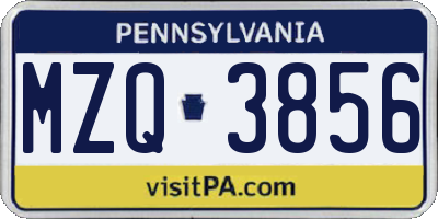 PA license plate MZQ3856