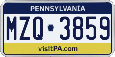 PA license plate MZQ3859