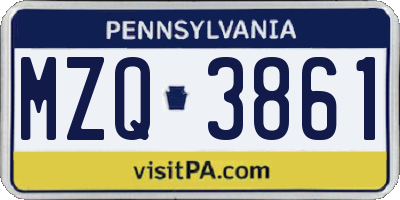 PA license plate MZQ3861