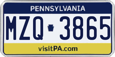 PA license plate MZQ3865