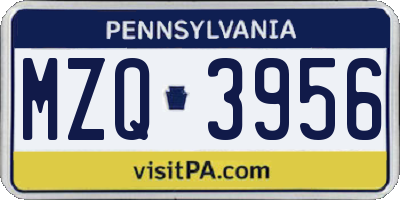 PA license plate MZQ3956