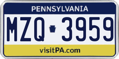 PA license plate MZQ3959