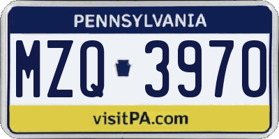 PA license plate MZQ3970