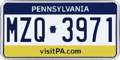 PA license plate MZQ3971