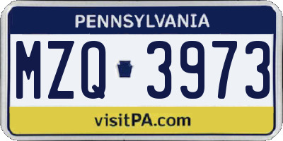 PA license plate MZQ3973