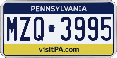 PA license plate MZQ3995