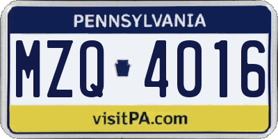 PA license plate MZQ4016