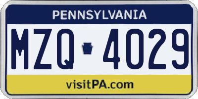 PA license plate MZQ4029