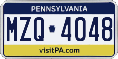 PA license plate MZQ4048