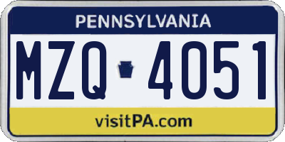 PA license plate MZQ4051