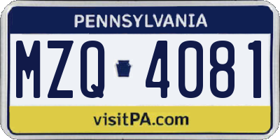 PA license plate MZQ4081
