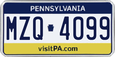 PA license plate MZQ4099