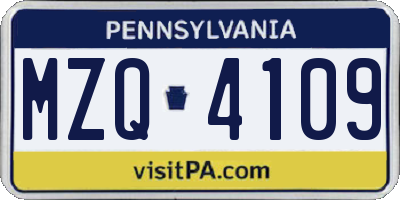 PA license plate MZQ4109
