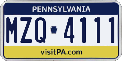 PA license plate MZQ4111