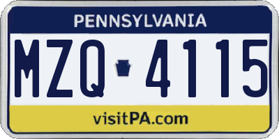 PA license plate MZQ4115