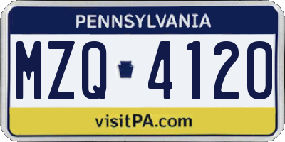 PA license plate MZQ4120