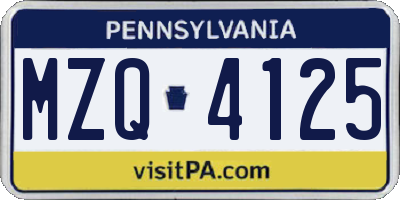 PA license plate MZQ4125