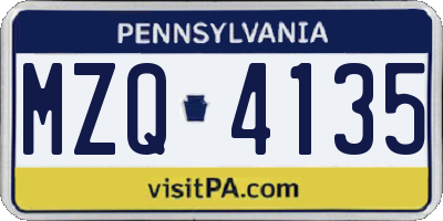 PA license plate MZQ4135