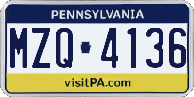 PA license plate MZQ4136
