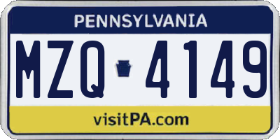 PA license plate MZQ4149