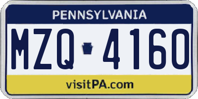 PA license plate MZQ4160