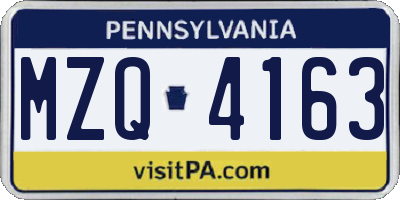 PA license plate MZQ4163