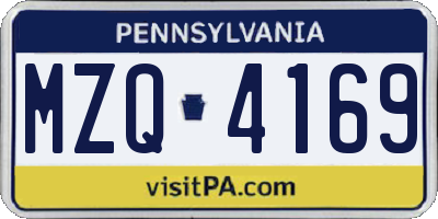 PA license plate MZQ4169