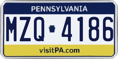 PA license plate MZQ4186