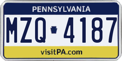 PA license plate MZQ4187