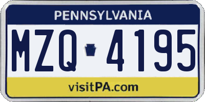 PA license plate MZQ4195