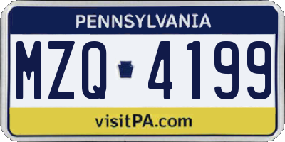 PA license plate MZQ4199