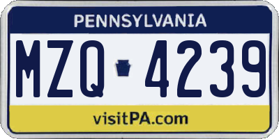 PA license plate MZQ4239