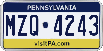 PA license plate MZQ4243