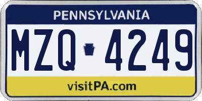 PA license plate MZQ4249