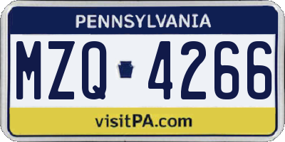 PA license plate MZQ4266