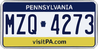 PA license plate MZQ4273