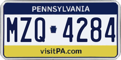 PA license plate MZQ4284
