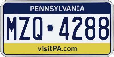 PA license plate MZQ4288