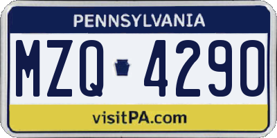 PA license plate MZQ4290