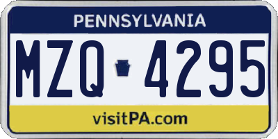 PA license plate MZQ4295