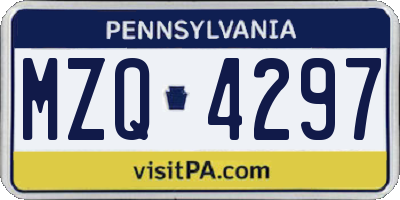 PA license plate MZQ4297