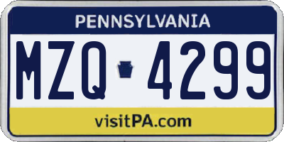 PA license plate MZQ4299