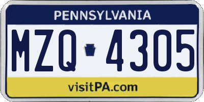 PA license plate MZQ4305