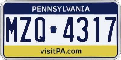 PA license plate MZQ4317