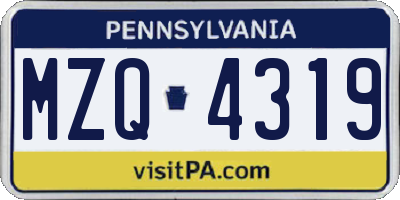 PA license plate MZQ4319
