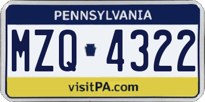 PA license plate MZQ4322