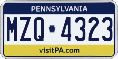 PA license plate MZQ4323