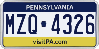 PA license plate MZQ4326